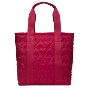 Victoria’s Secret Quilted Red Heart Puffer Tote Shopper Shoulder Bag NIP